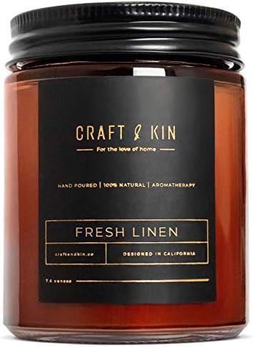 Fresh Linen Candle | Premium Scented Candles for Men & Women | Spring Candles | All-Natural Soy C... | Amazon (US)