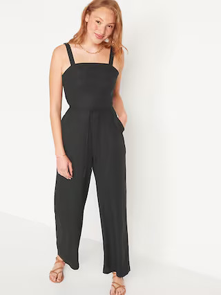 Sleeveless Linen-Blend Tie-Belt Wide-Leg Jumpsuit for Women | Old Navy (US)
