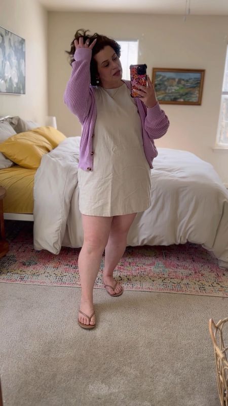 Linen mini shift dress, perfect for spring and summer. I love it with a cardigan and flats. TTS, wearing a large. 5’5, size 12/14 in jeans 

#LTKmidsize #LTKwedding #LTKparties
