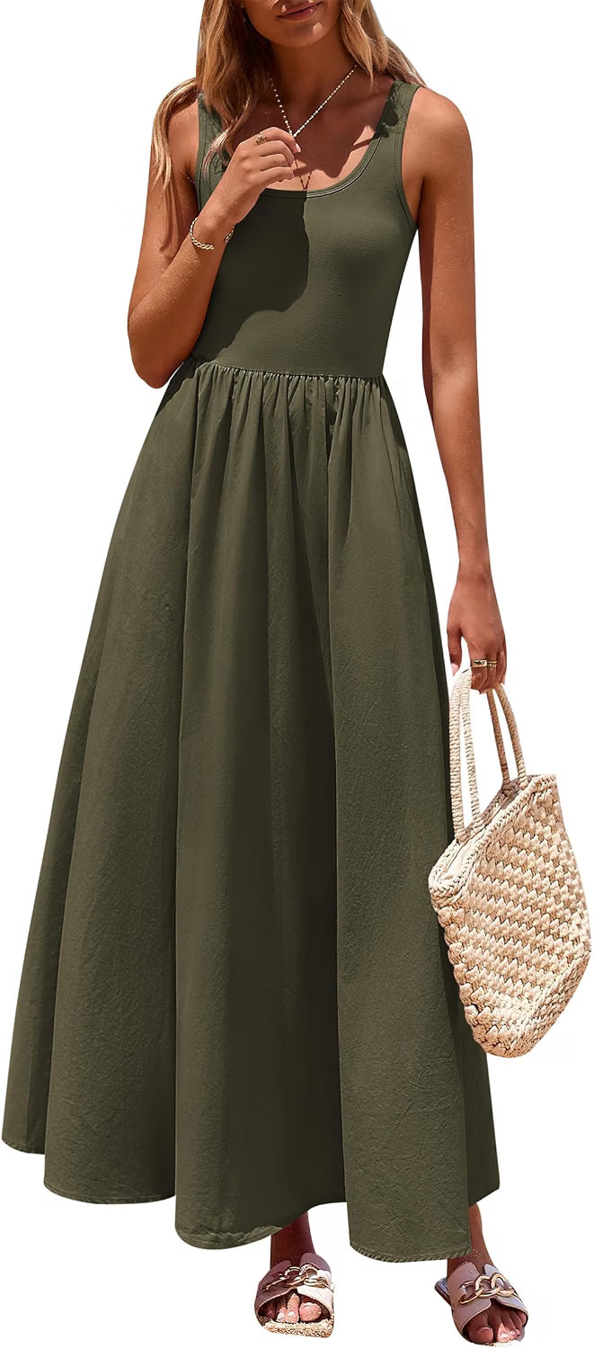PRETTYGARDEN Womens Scoop Neck Sleeveless Maxi Dress | Amazon (US)