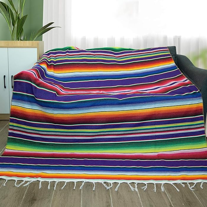 Eccbox 84 X 59 Inch Large Serape Blanket With Assorted Bright Colors - Mexican Tablecloth for Wed... | Amazon (US)