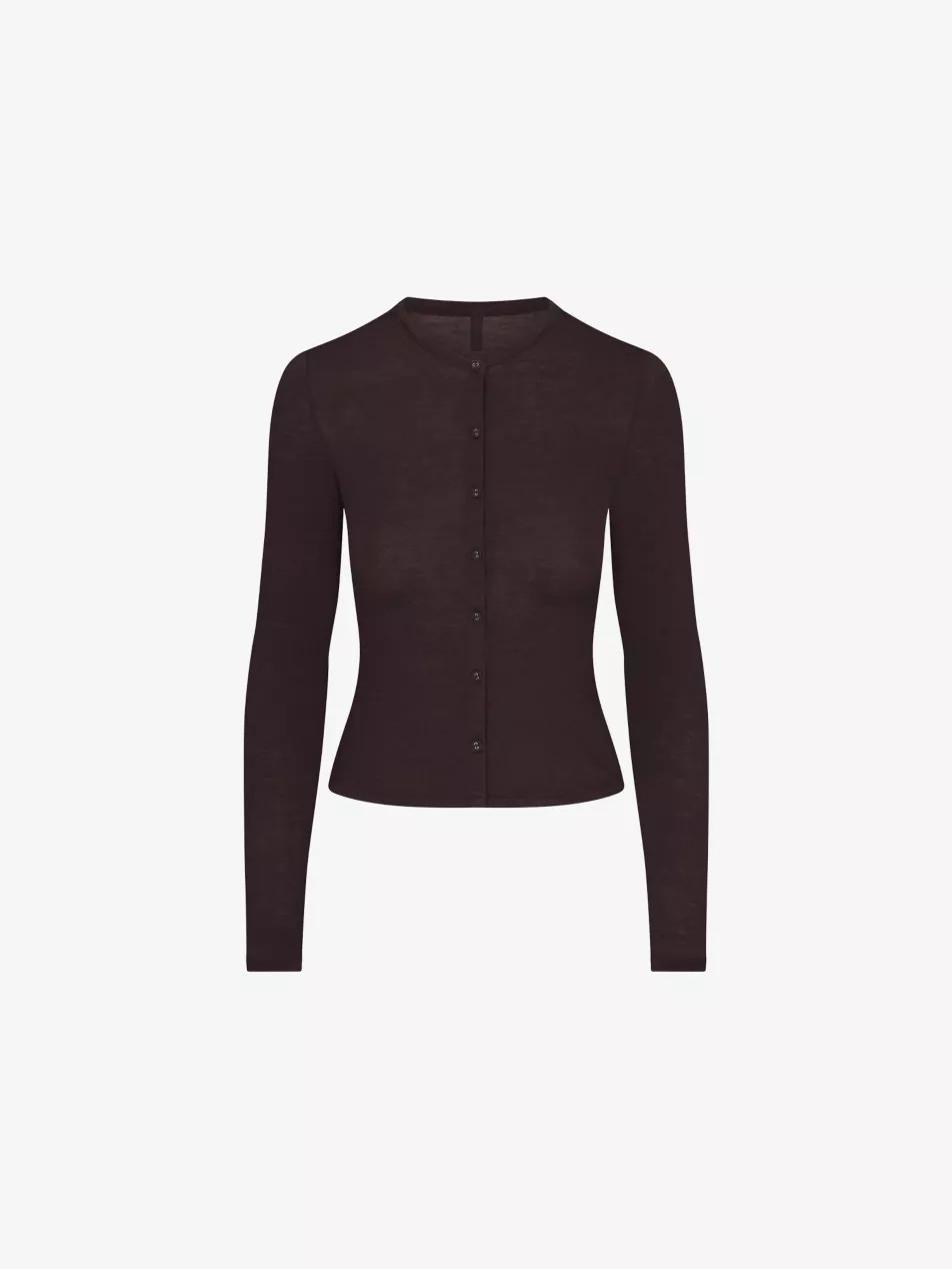 Sheer Round-Neck Stretch-Modal Cardigan | Selfridges