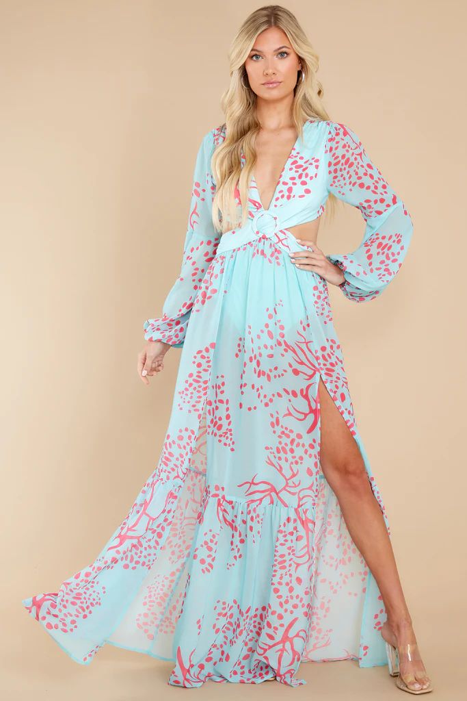Stunning Moves Turquoise Print Maxi Dress | Red Dress 