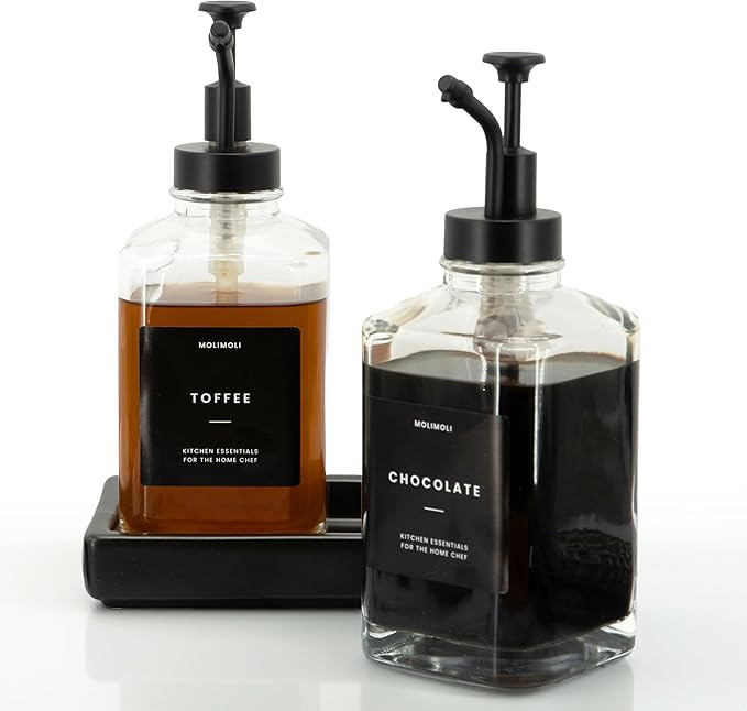 Molimoli Square Coffee Syrup Dispenser for Coffee Bar, Coffee Pump Dispenser, Glass Syrup Bottle ... | Amazon (US)