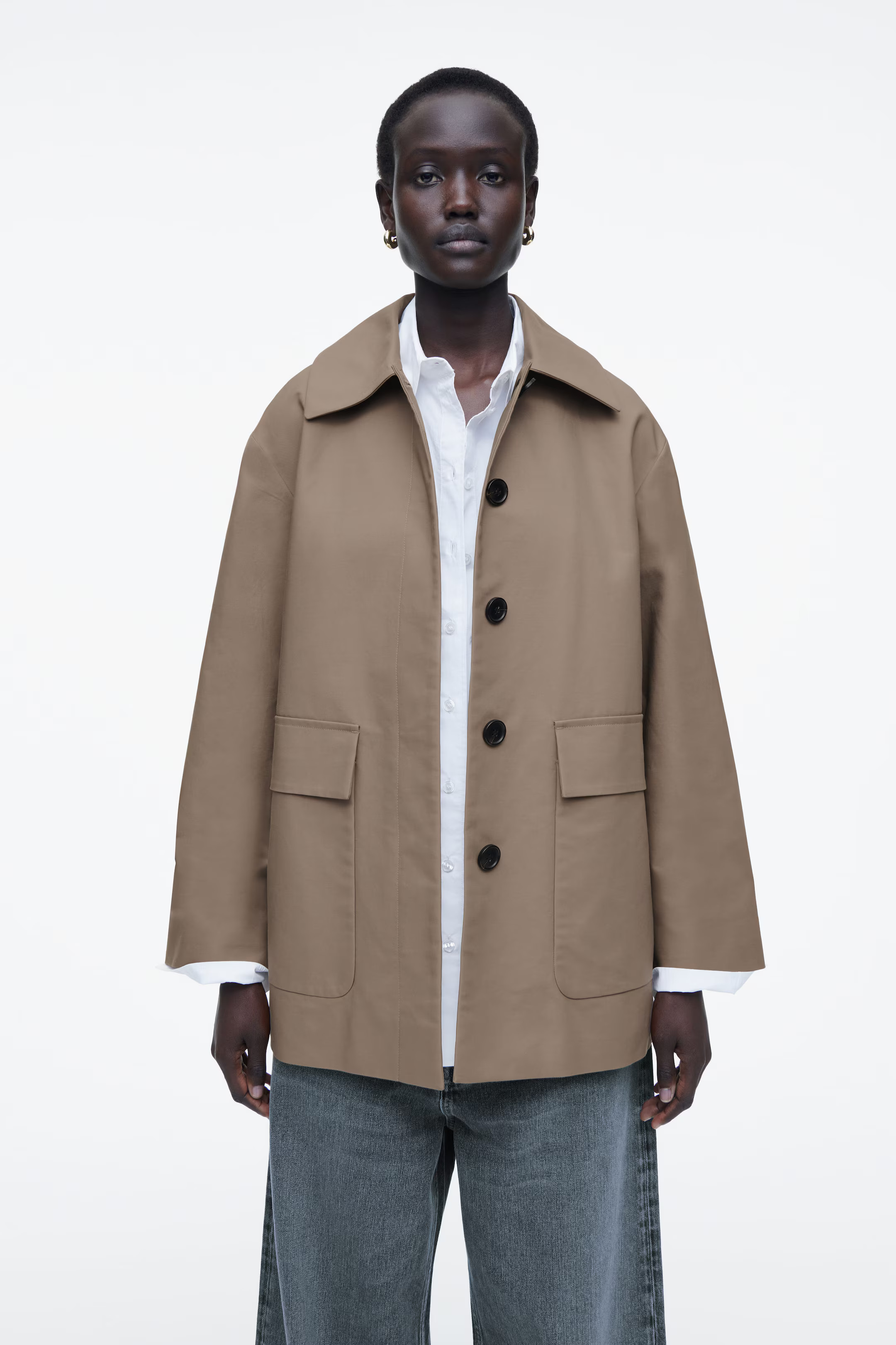 COLLARED COTTON CAR JACKET - BEIGE | COS (EU)