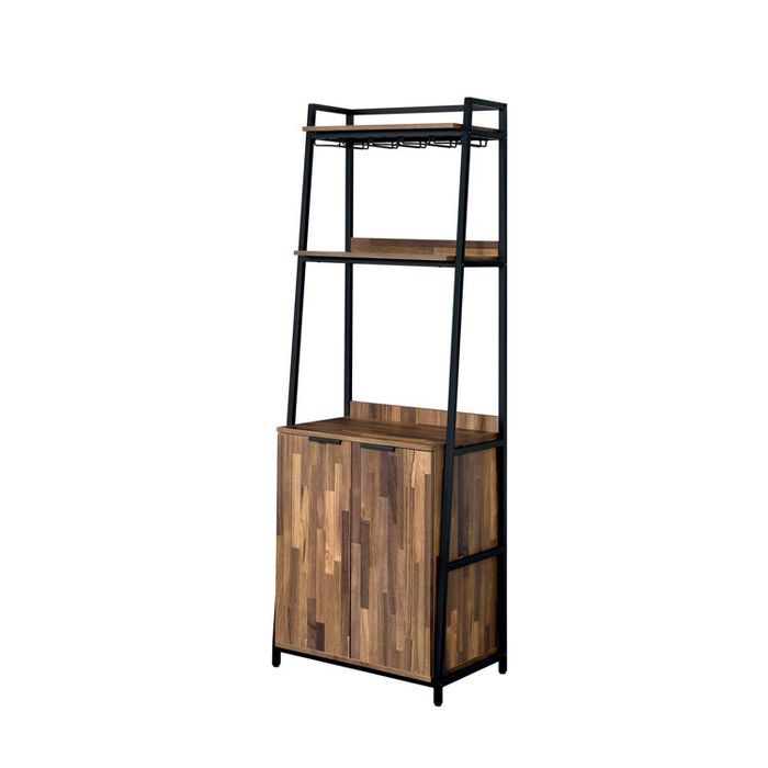 74" Moniave Bookcase with Wine Glass Rack Oak/Black - HOMES: Inside + Out | Target