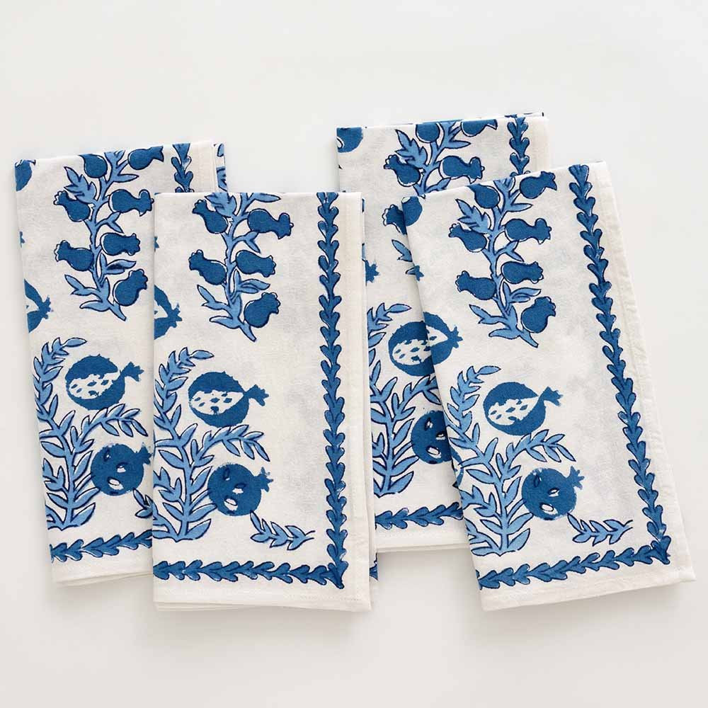 Pom Bells Wedgewood Napkin | Set of 4 | Pomegranate
