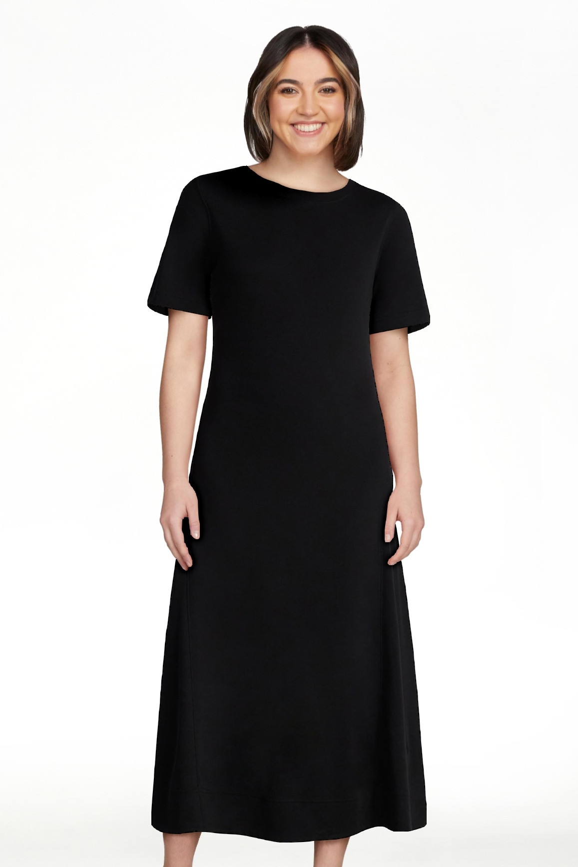 Time and Tru Women's and Women's Plus Seamed Cotton Midi Dress, Sizes XS-4X | Walmart (US)