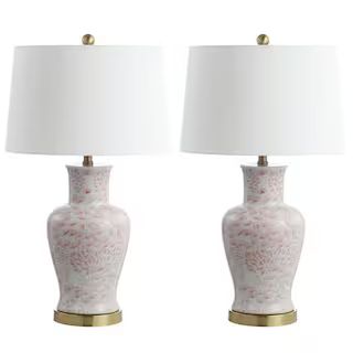 SAFAVIEH Calli 28 in. Pink/White Table Lamp-TBL4161A-SET2 - The Home Depot | The Home Depot