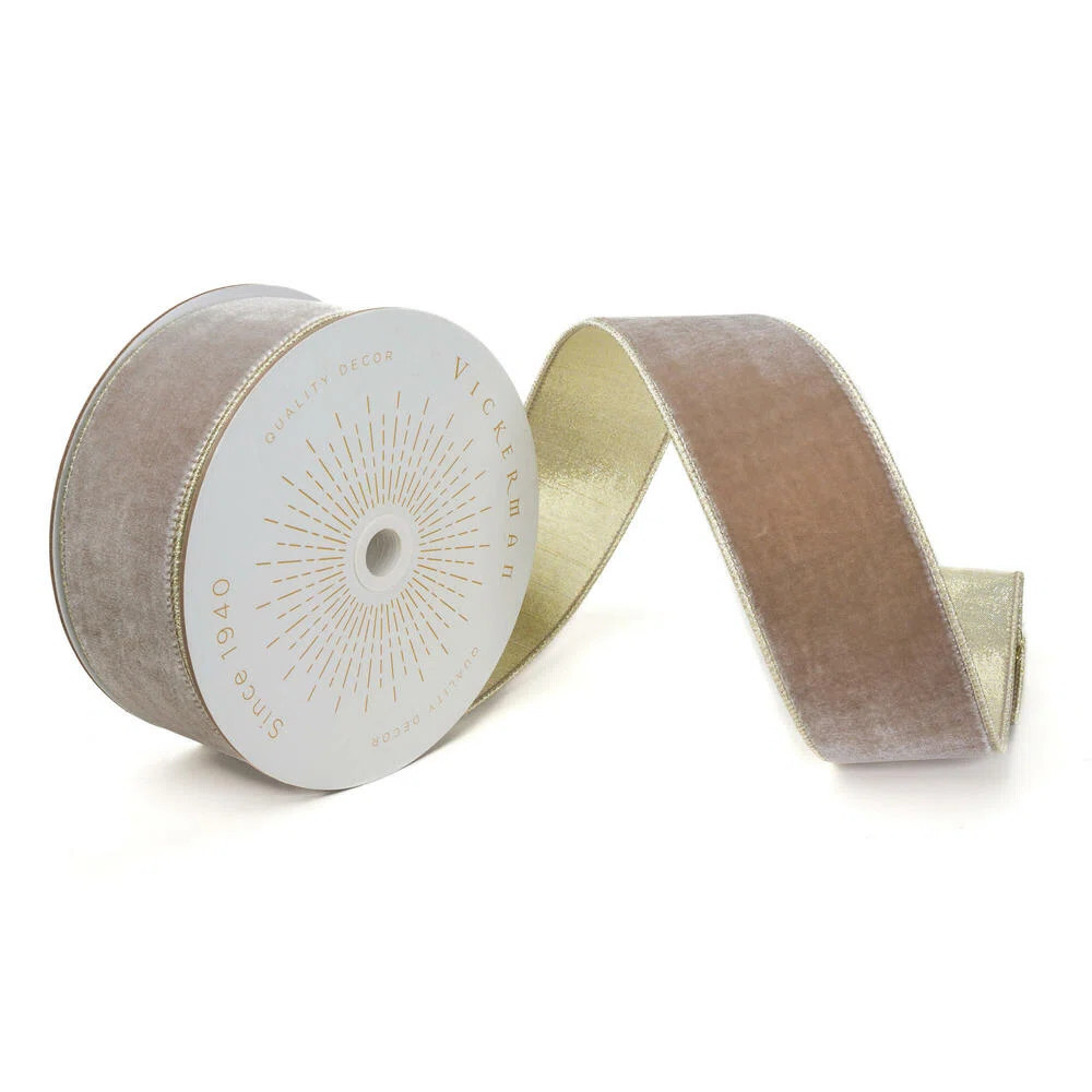 Vickerman 10 Yds Velvet with Mocha Trim/Backing Ribbon. | Wayfair North America