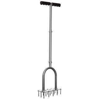 15 Iron Spikes Lawn Aerator Metal Manual Dethatching Soil Aerating Lawn T-Handle Grass Aerator To... | The Home Depot