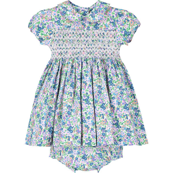 Norah Smocked Baby Dress, Blue | Maisonette