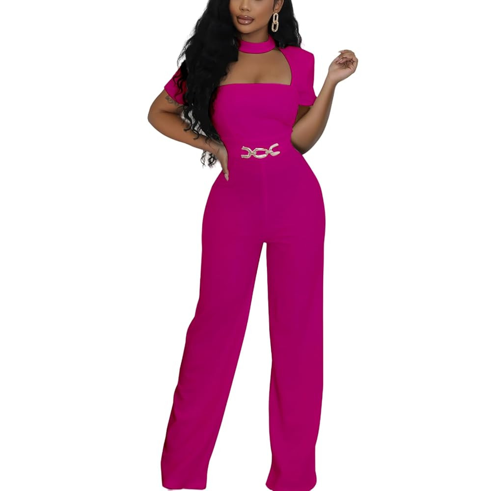 Women's cut-out casual jumpsuit stylish loose wide leg sexy jumpsuit club wear | Amazon (US)