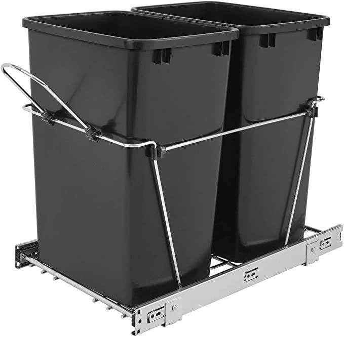 Rev-A-Shelf RV-18KD-18C S Double 35 Quart Sliding Pull-Out Waste Containers Garbage Trash Recycli... | Amazon (US)