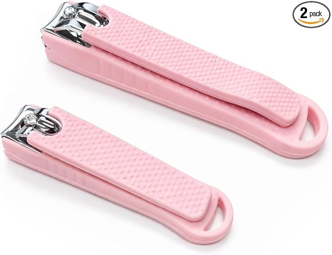 Portable 2-Piece Pink Nail Care Kit \u2013 Stainless Steel Fingernail & Toenail Clippers with Ant... | Amazon (US)