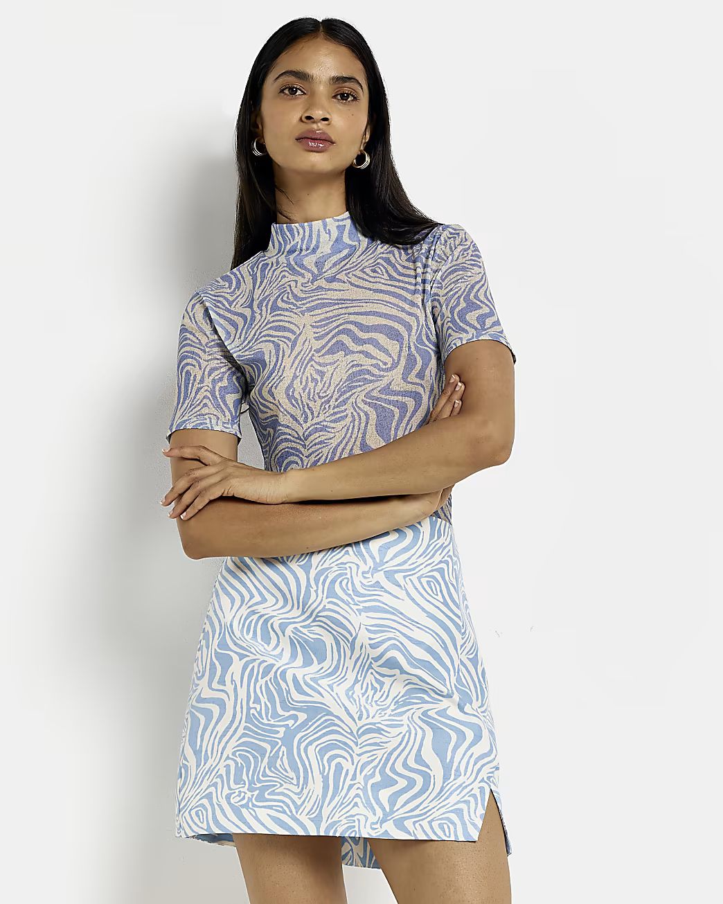 Blue swirl print mini skirt | River Island (UK & IE)