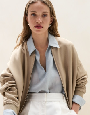 The White Company Relaxed Ramie Overshirt, Chalk Blue, Size: S | The White Company UK & ROW