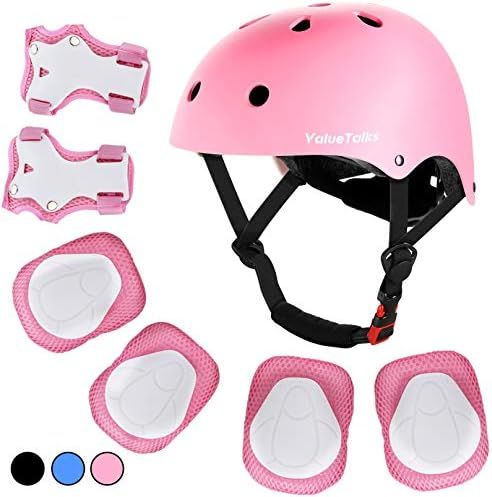 ValueTalks Kids Helmet Pad Set, Adjustable Kids Bike Helmet and Knee Pads Elbow Pads Wrist Guards... | Amazon (US)