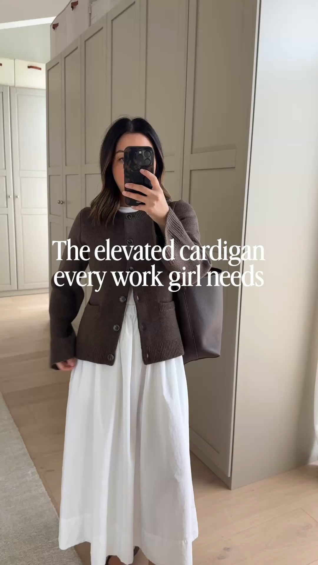 The elevated structures cardigan every work girl needs. This is so elevated just in its own. 

Quince cardigan xs
Everlane tank xs
Aritzia skirt xs
Loeffler Randall ballet flats 5

#LTKmomlife #LTKPetite
