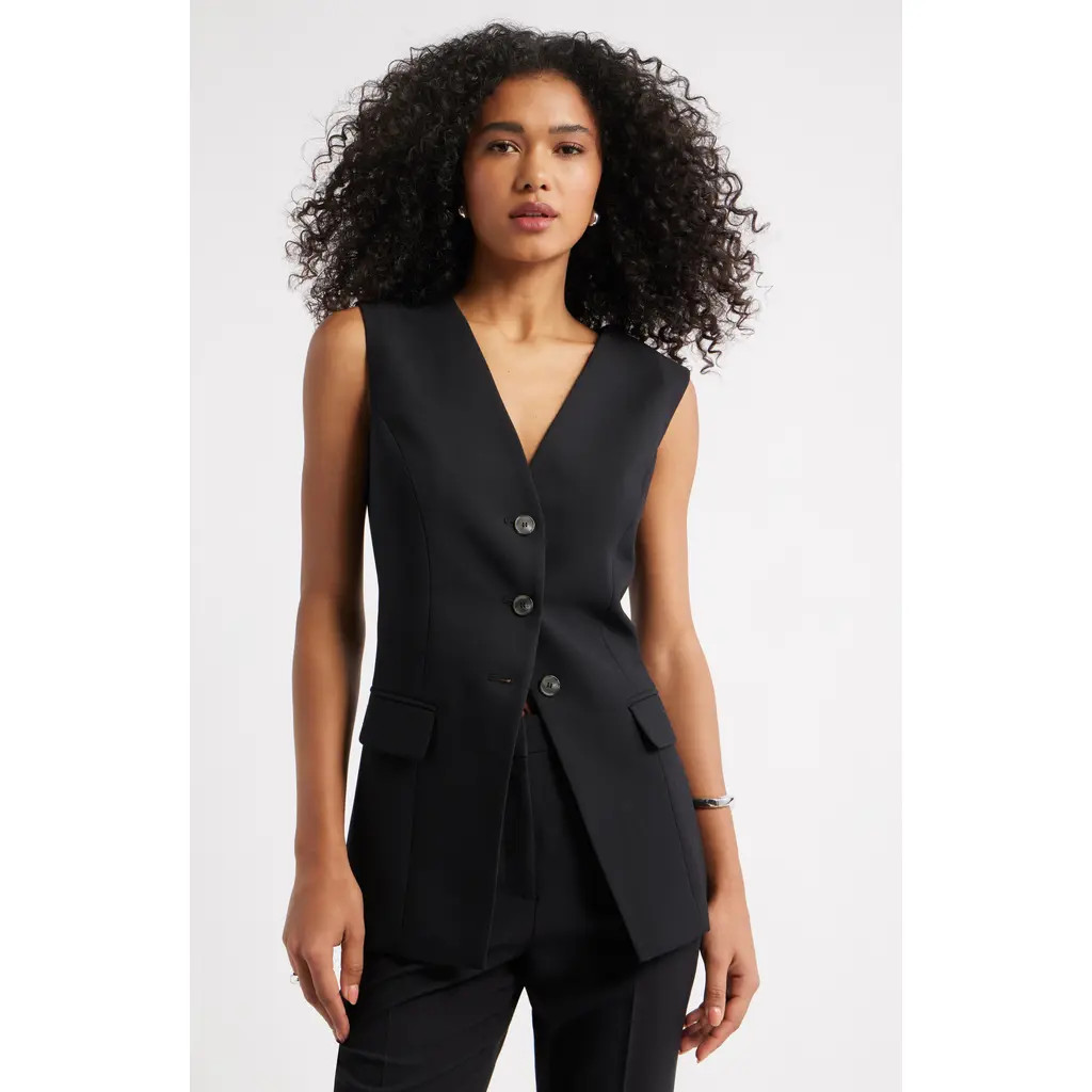 Open Edit The Icon Collarless Vest in Black at Nordstrom Rack, Size Medium | Nordstrom Rack