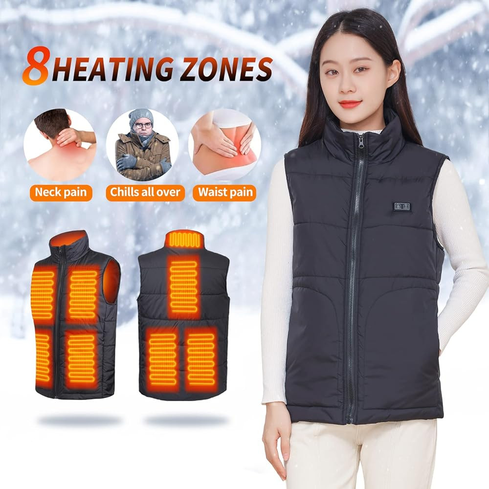 ASLDOIWEH Heated Vest for Men Women, Electric Heated Jacket with 3 Heating Levels, 8 Heating Zones(B | Amazon (US)