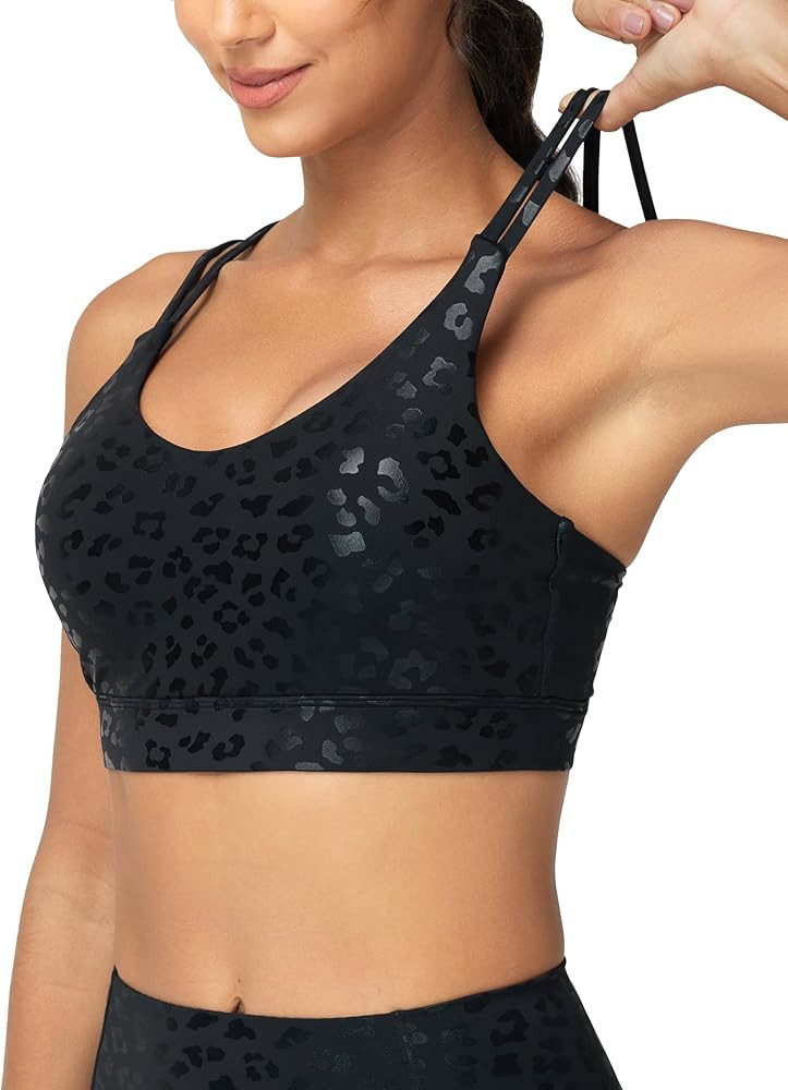 THE GYM PEOPLE Women's Double Spaghetti Strap Sports Bras Supportive Strappy Workout Bra with Pad... | Amazon (US)