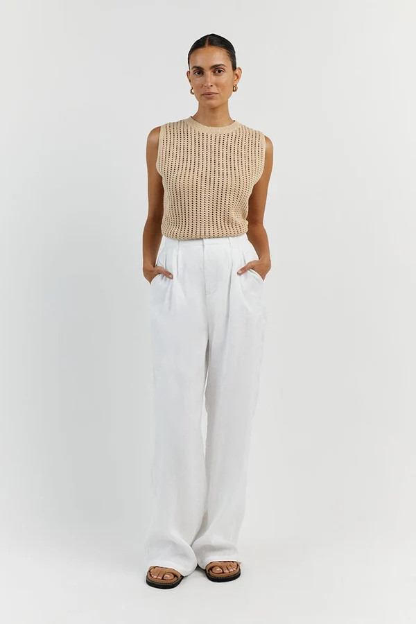 DENNY CROCHET WHEAT KNIT TOP | DISSH
