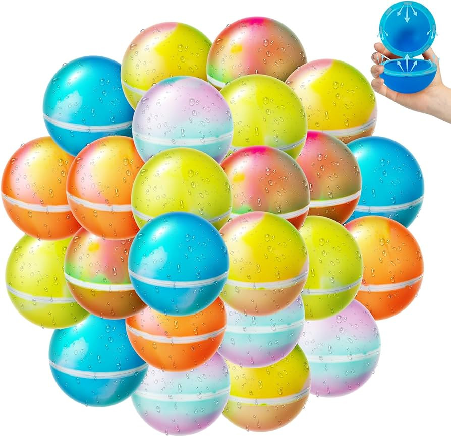 24 PCS Reusable Water Balloons Tie-dye, Soft Silicone Quick Fill Balloons Splash Fun,Outdoor Back... | Amazon (US)