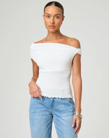 Off Shoulder Shirred Top | Glassons (Australia)