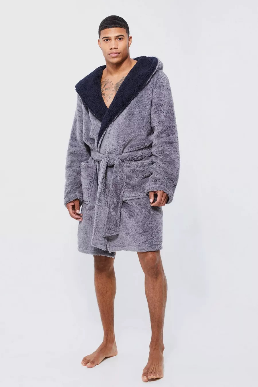 Borg Lined Hooded Dressing Gown | boohoo (US & Canada)