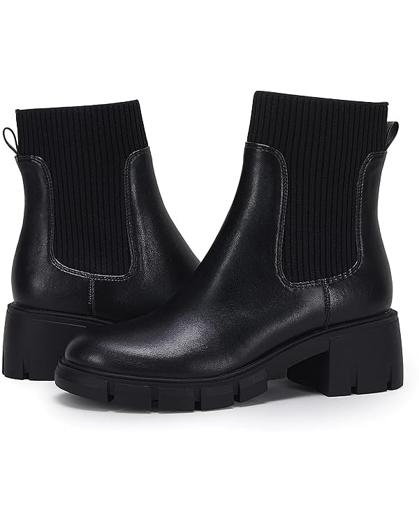 Ruanyu Womens Platform Ankle Boots Elastic Chunky Block Heel Chelsea Booties Lug Sole Non-Slip Co... | Amazon (US)