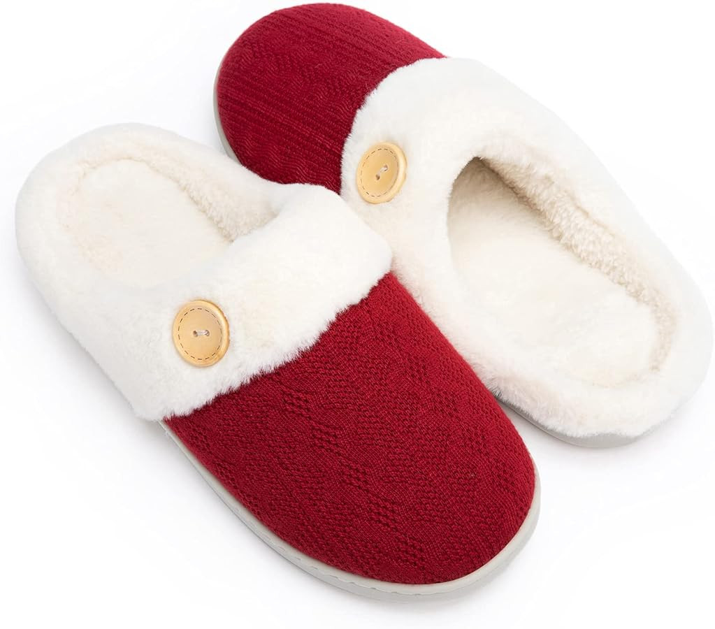 Chantomoo Womens Slipper Warm Comfy Memory Foam House Slippers Knitted Shoes Faux Fur Lined Anti-... | Amazon (US)
