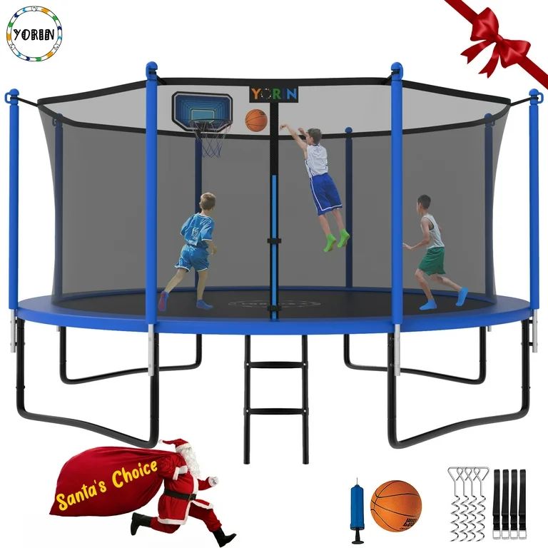 YORIN Trampoline 12FT for Kids Adults with Enclosure Net, 1200LBS Round Outdoor Trampoline with B... | Walmart (US)