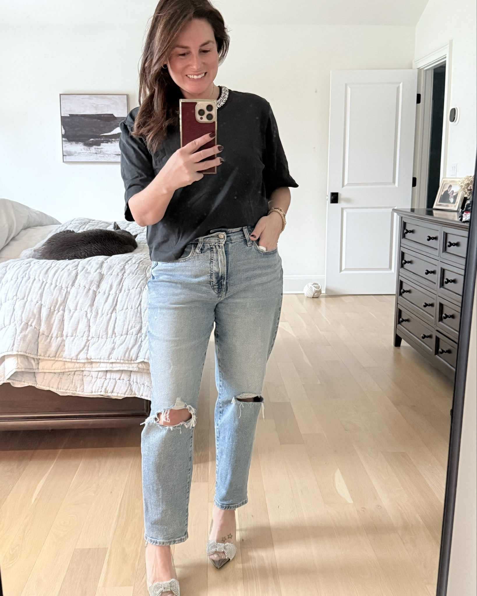 What I wore for a casual Christmas but such a good option for a dinner out too!

I tagged my jeans and top but my heels are from two years ago so tagged a similar option.


#LTKMidsize #LTKPetite #LTKOver40