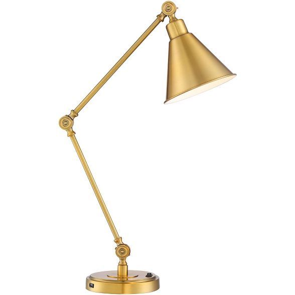 360 Lighting Modern Adjustable Desk Table Lamp with USB Charging Port Warm Antique Brass Living R... | Target