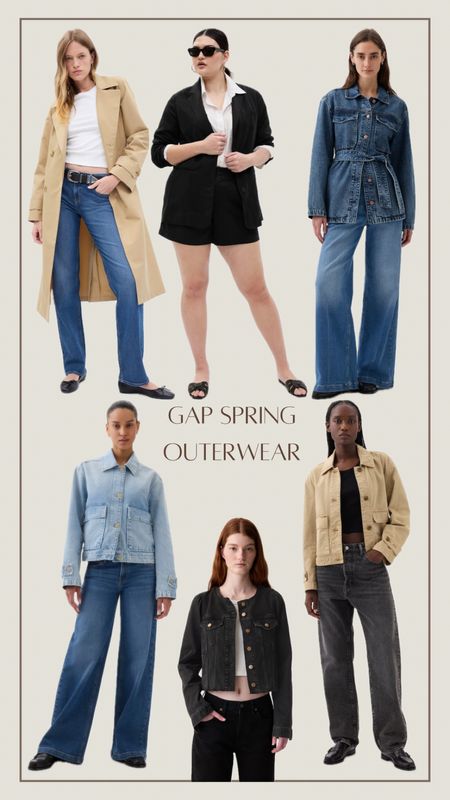 Gap spring outerwear!
-Tan trench coat, light wash denim over shirt or shirt jacket, collarless black denim jacket, tan shirt jacket, belted denim jacket, black blazer. 
@gap #gapcanada #howyouweargap #ad

#LTKstyletip #LTKfindsunder100 #LTKSeasonal