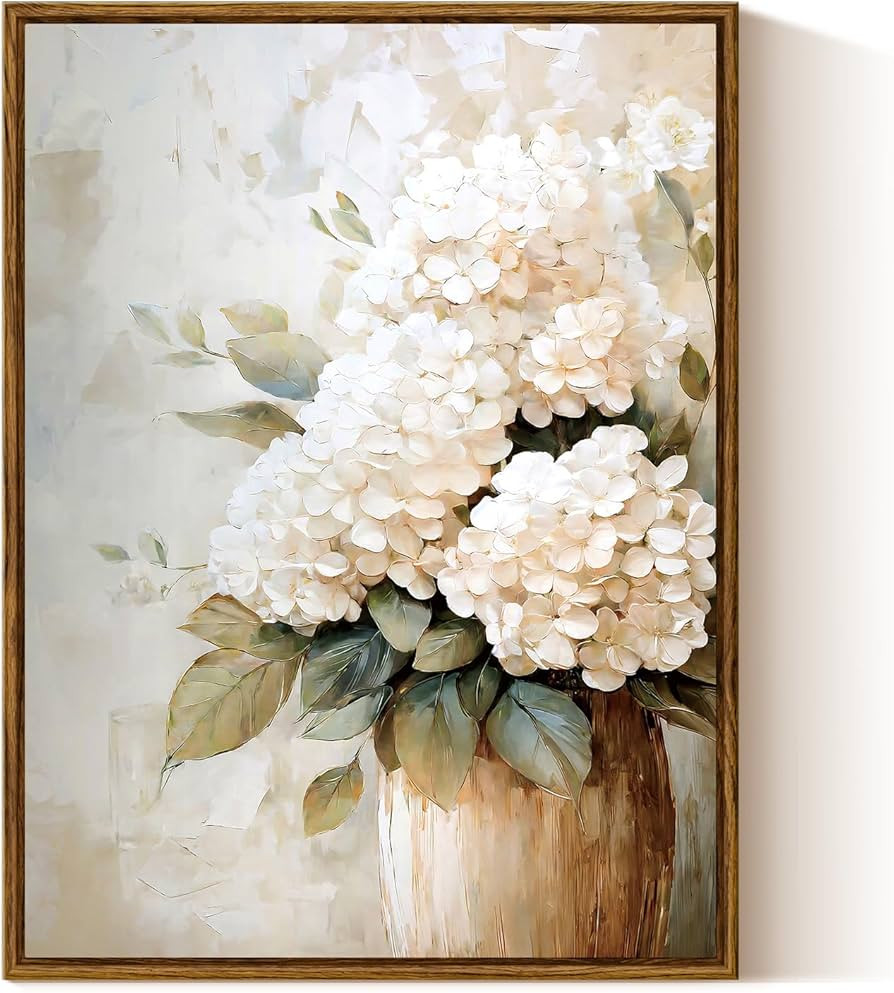 InSimSea Framed Canvas Wall Art Vintage Flower Wall Pictures Room Decor Aesthetic Hydrangea Small... | Amazon (US)