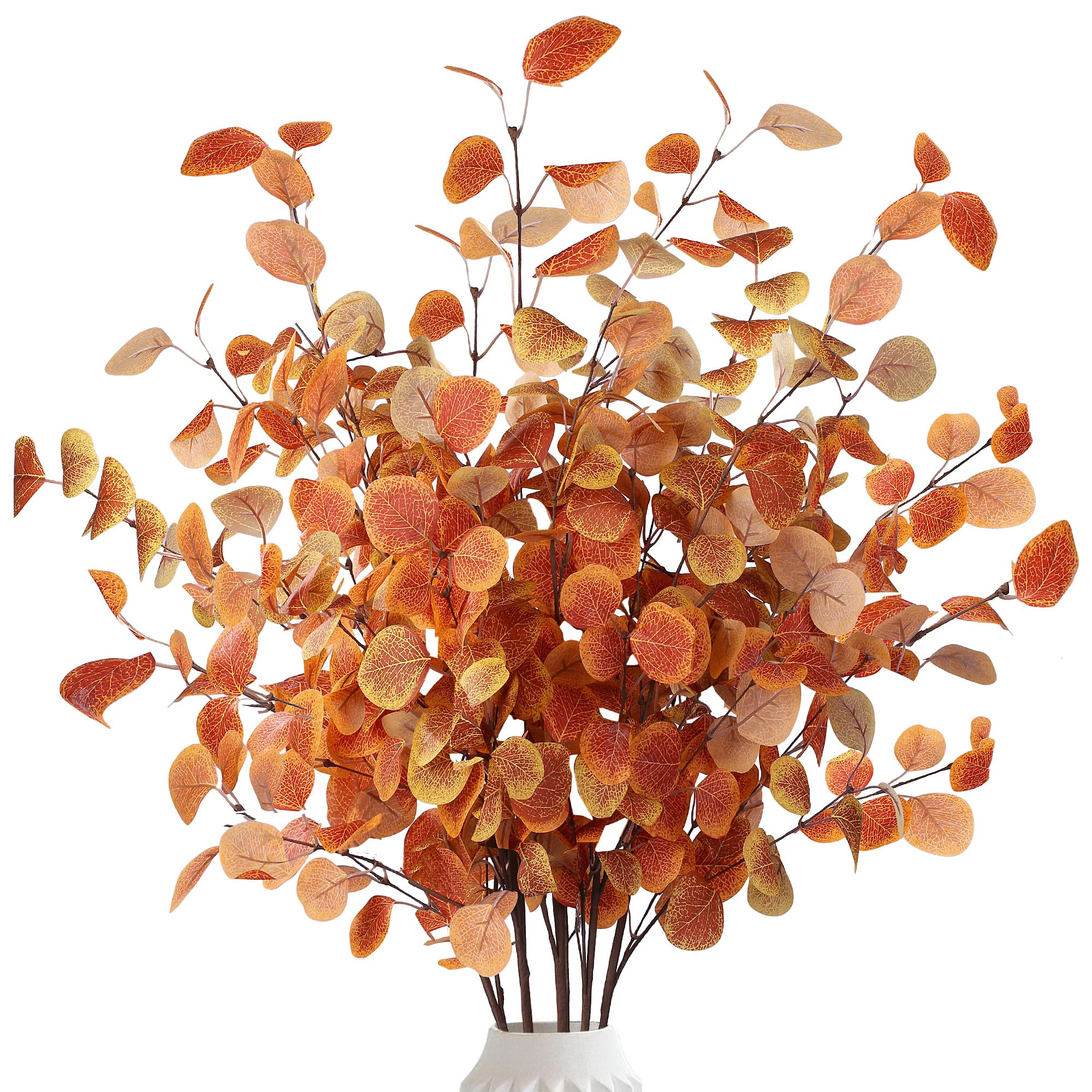 Sggvecsy 6 Pcs Artificial Fall Eucalyptus Stems Fall Eucalyptus Leaves Autumn Leaf Branches Fake ... | Amazon (US)