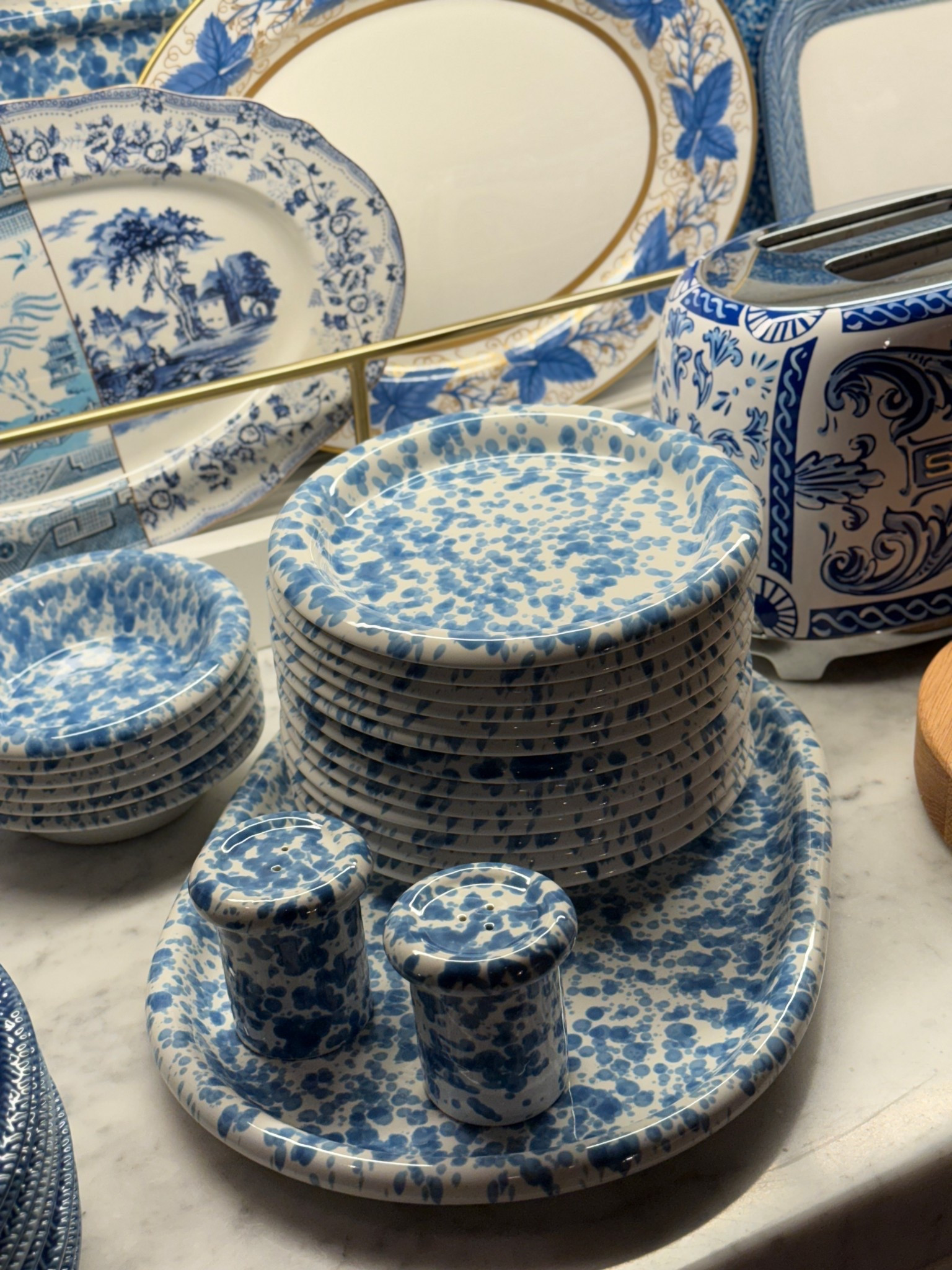 Best Target find ever!  I’m really excited about these blue and white splatterware pieces!  The prices were amazing the style score is a 10! Perfect for a party or a family meal.  I got the corner of one of my all time favorite toasters too!  

#LTKmomlife #LTKHome #LTKFindsUnder50