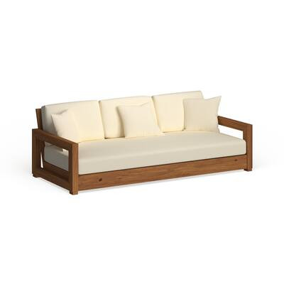 SAFAVIEH Couture Montford Brown/ Beige 3-seat Outdoor Sofa | Bed Bath & Beyond