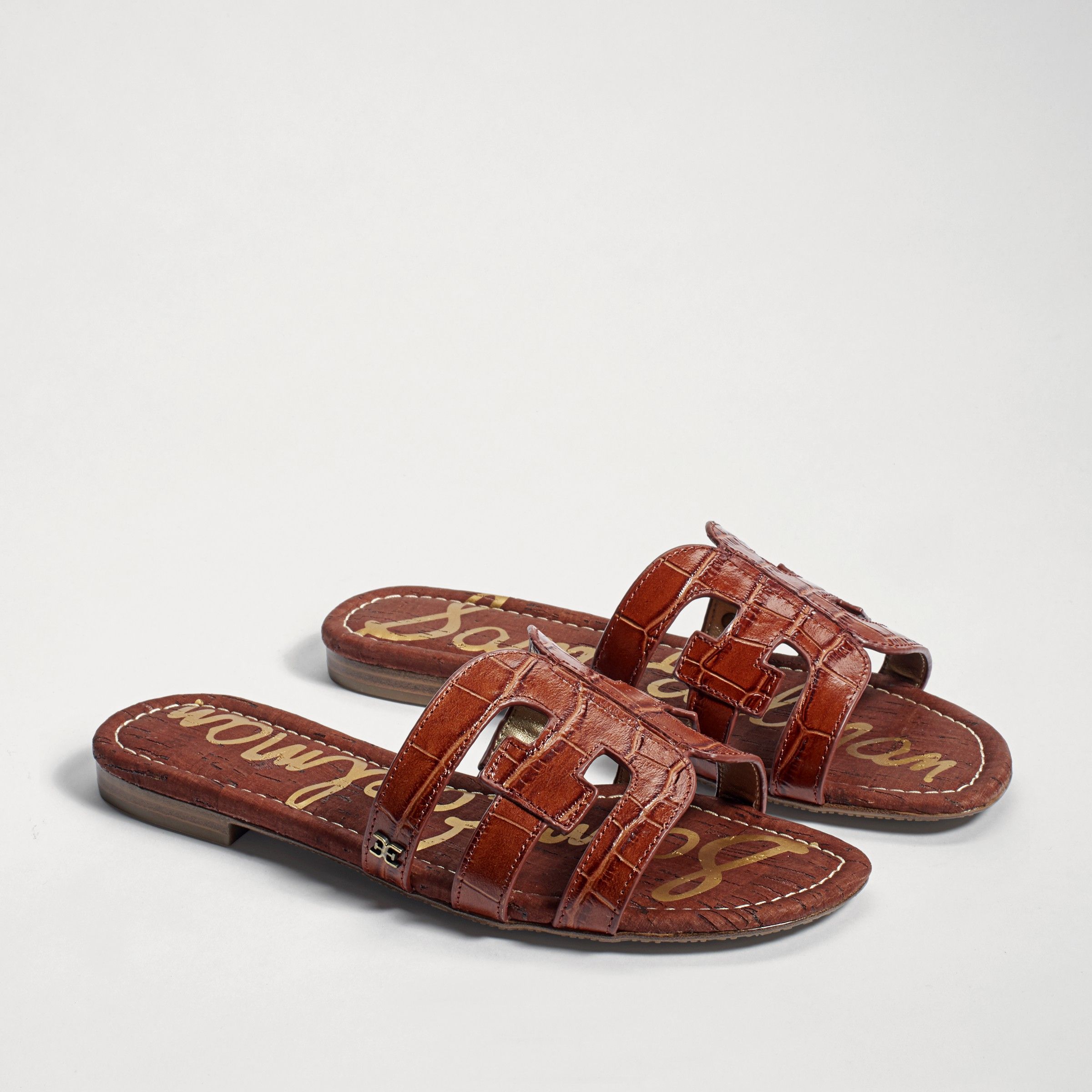 Sam Edelman Bay Slide Sandal Warm Mahogany Croc | Sam Edelman