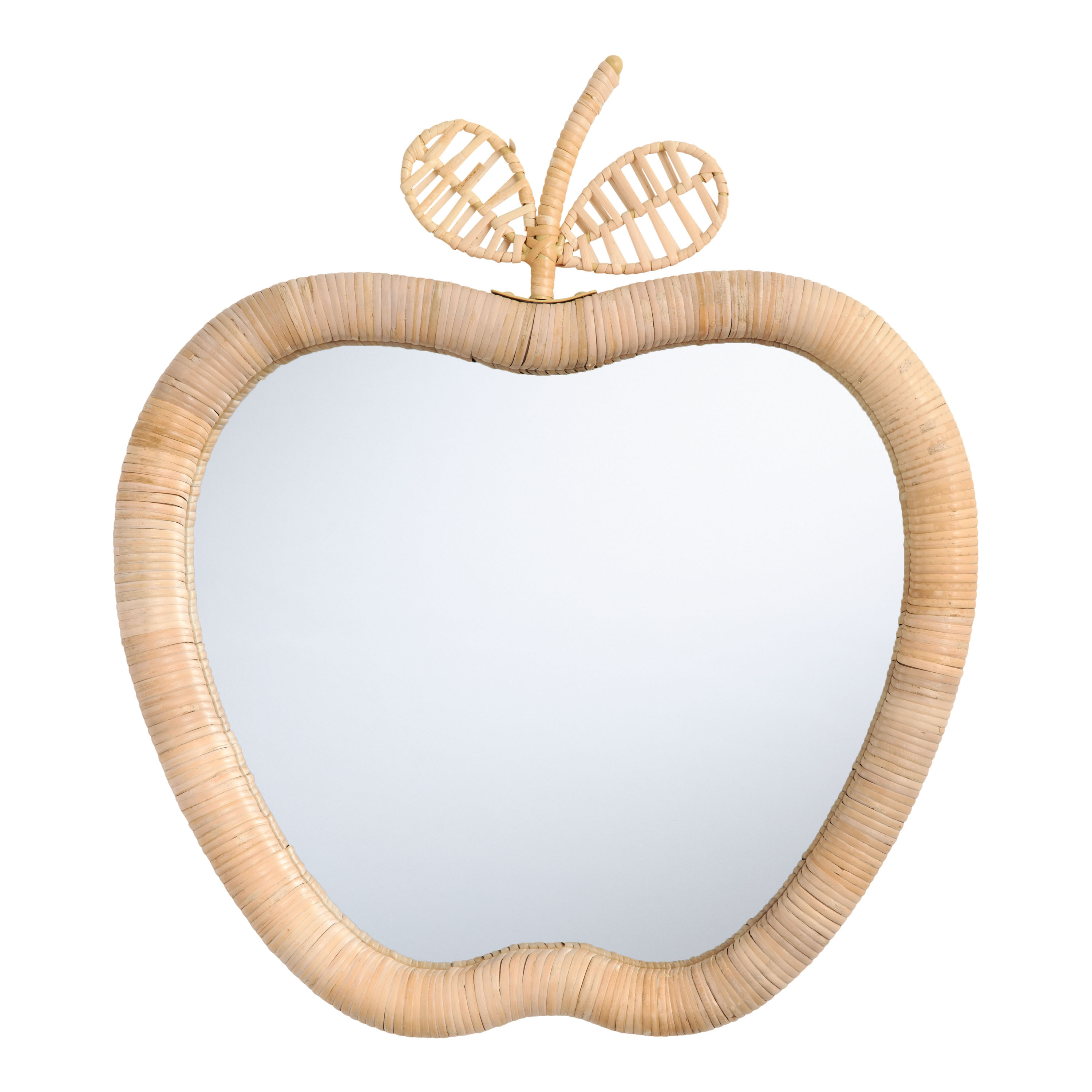 Natural Rattan Woven Apple Shaped Mirror - World Market | World Market