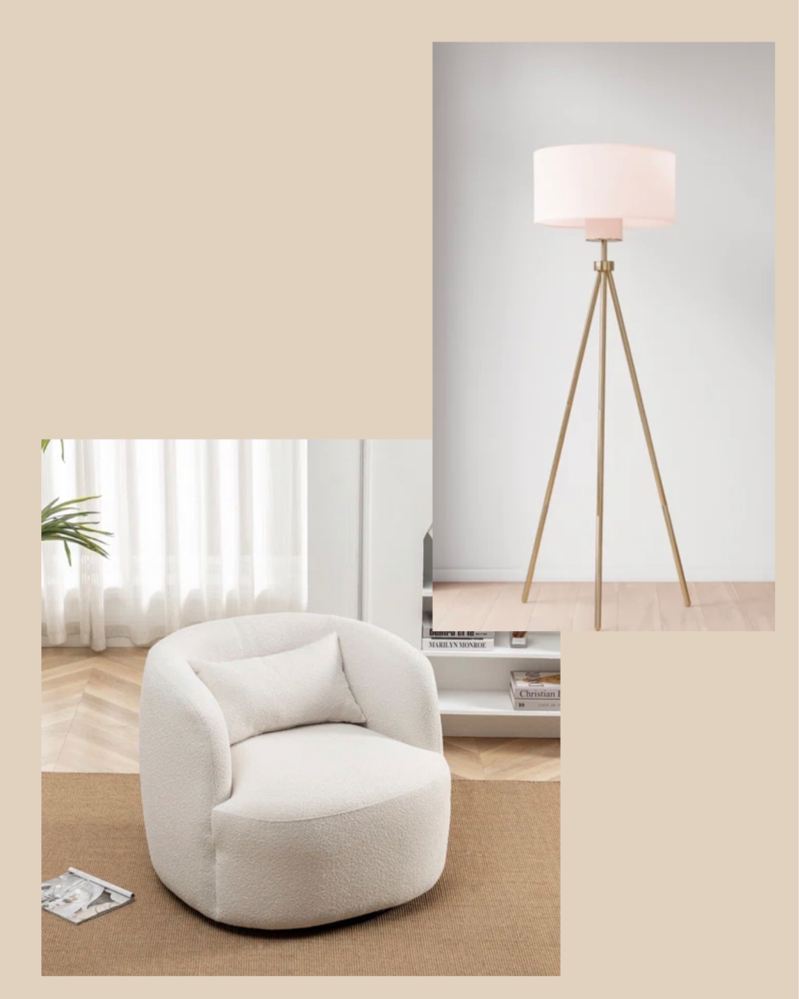 Additions to my living room #boucle #tripodlighting #whiteaccentchair 

#LTKhome #LTKfamily #LTKFind