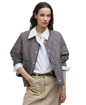 Women's Check Monroe Quilted Collarless Coat | Macy's