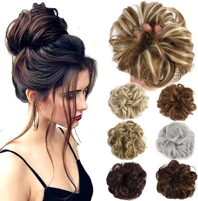 Hair Bun Extensions Wavy Curly Messy Donut Chignons Hair Piece Wig Hairpiece | Amazon (US)