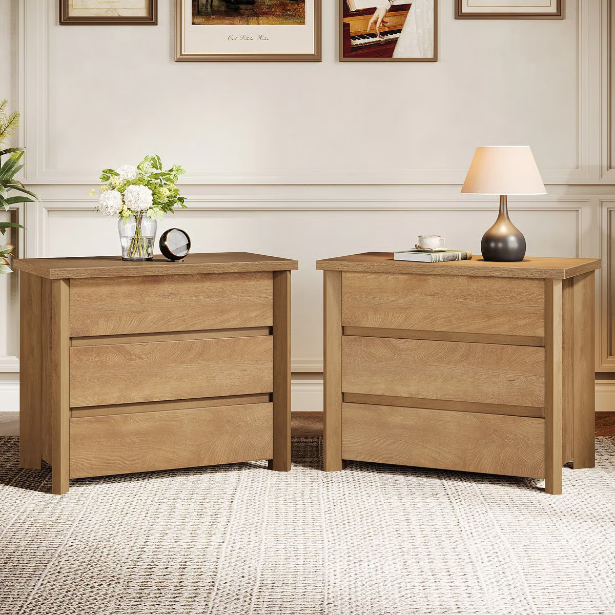 Latitude Run® Wood Nightstand with 3 Drawers, 32-Inch Wide & Reviews | Wayfair | Wayfair North America