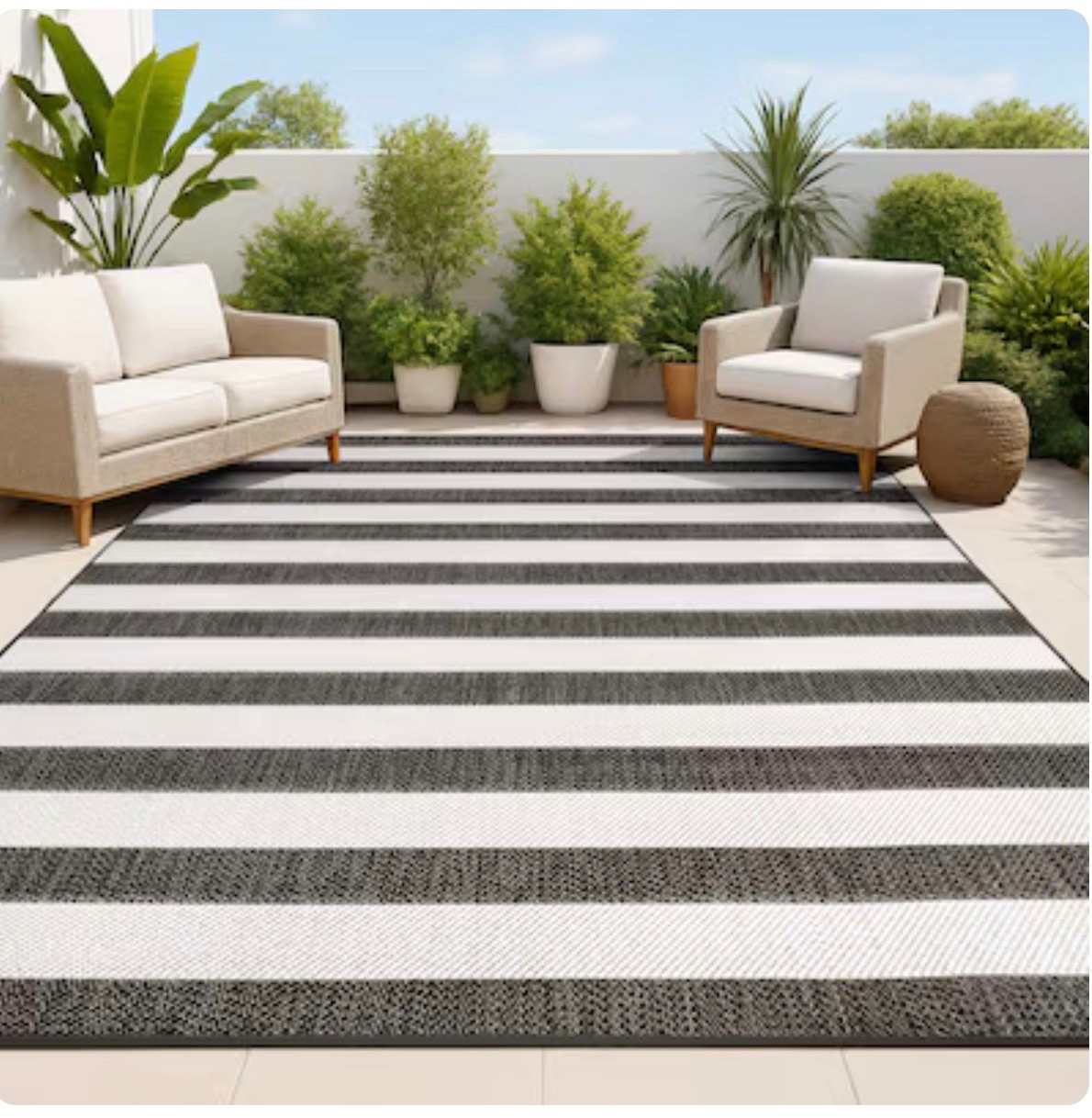 JONATHAN Y SANTA MONICA Negril Two-Tone Wide Stripe outdoor/indoor  washable Rug

#LTKHome #LTKSaleAlert