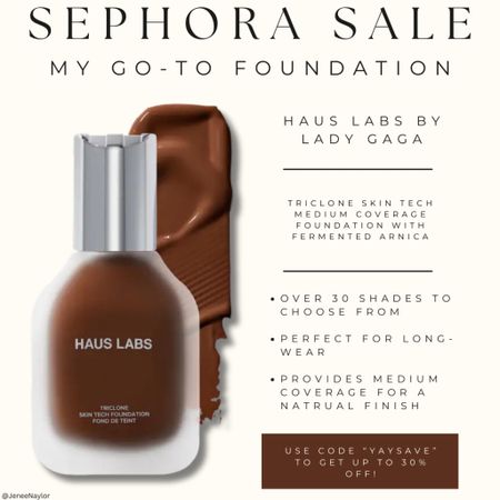 Sephora Saving’s Event: makeup tip!

For a medium coverage foundation that’s breathable, buildable, and has a shade in almost every color, I would highly recommend Haus Labs by Lady Gaga!

Use the code “YAYSAVE” to get 30% off your Sephora order through 4/15! 

#LTKxSephora #LTKsalealert #LTKbeauty