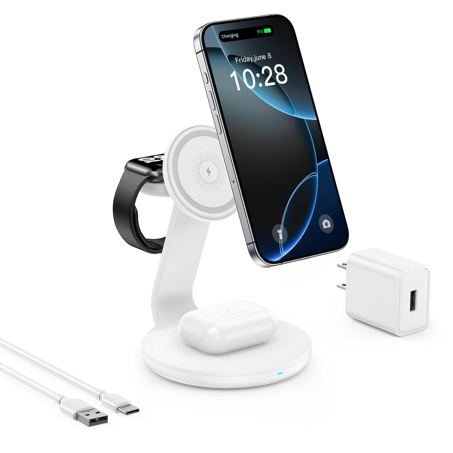 HERRBOL 3 in 1 Wireless Charger,Fast Wireless Charging Station for iPhone 17 16 15 14 13 12 | Amazon (US)