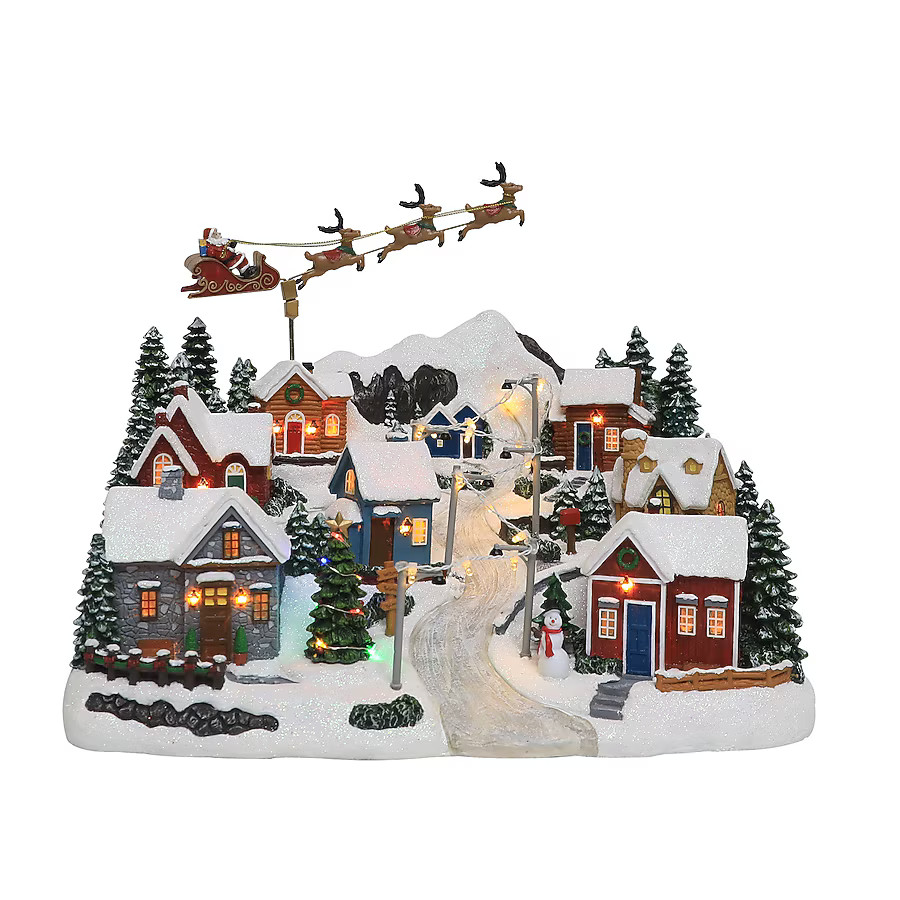 Carole Towne Winter Hillside Lighted Musical Building | Lowe's